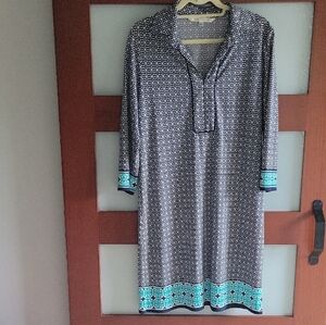 Max Studio Navy and White Geometric Dress